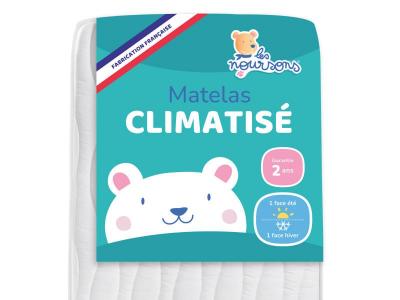 Matelas B&eacute;b&eacute; Climatis&eacute; - Face &Eacute;t&eacute; / Hiver Blanc