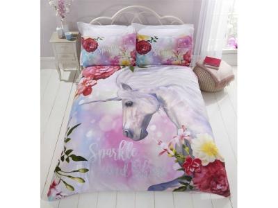 Licorne Cheval Rose - Parure de Lit - Housse de Couette