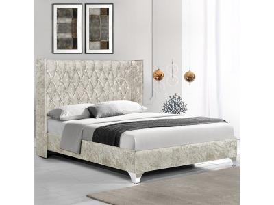 Lit capitonn&eacute; grand t&ecirc;te de lit Focuse - Beige - 140x190
