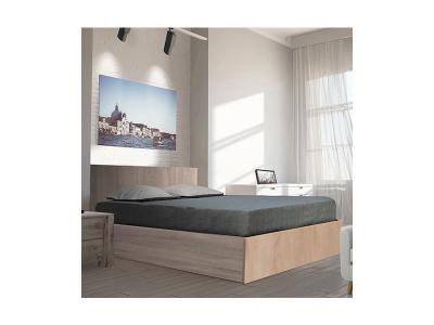 Lit coffre MADRID 140x200 + 1 sommier / Ch&ecirc;ne Blanchi 