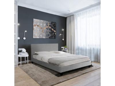 Lit dublin 160x200 + 1 sommier / Gris clair/ 210x165x76