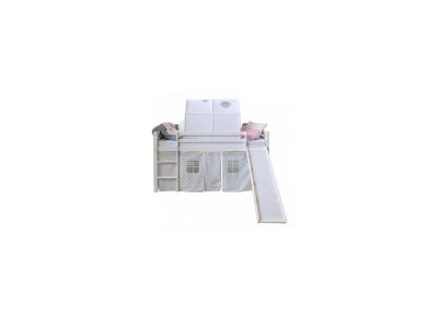 Lit mezzanine 90x200 avec toboggan + echelle + rideau et tunnel gris etoiles