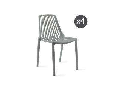 Oviala - Lot de 4 chaises en plastique gris - Gris