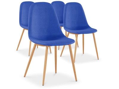 Cotecosy - Lot de 4 chaises scandinaves Gao Tissu Bleu - Bleu