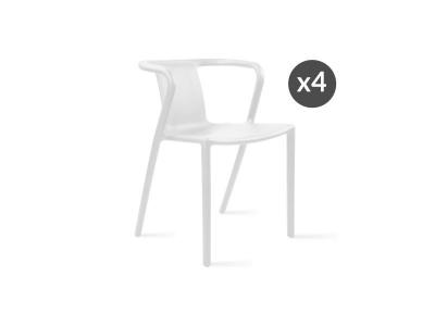 Lot de 4 chaises de jardin avec accoudoirs design