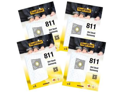 Lot de 4 packs de 4 sacs aspirateur 64811 Samsung et Dirt Devil Premium ref 9997350
