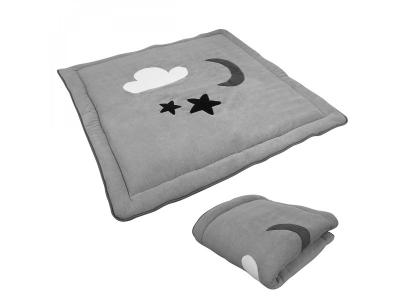 Lot de 5 tapis de jeu enfant molletonn&eacute;s 1m x 1m - gris