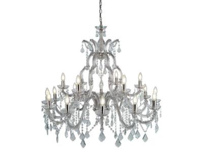 Lustre marie therese 18 ampoules cristal transparent chrom&eacute; 