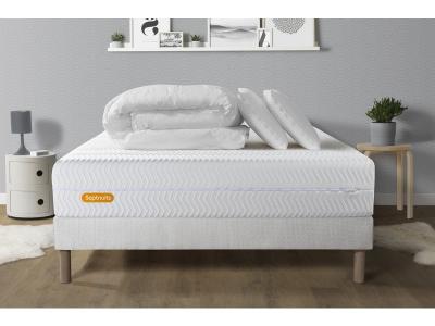 Matelas + sommier 140x190 + couette + 2 oreillers Pack Memo bio 140x190 cm