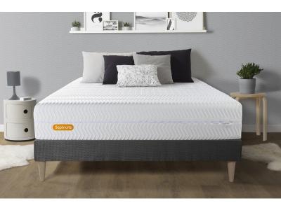Septnuits - Ensemble matelas et sommier Memo Bio gris fonc&eacute; - 140x190 cm