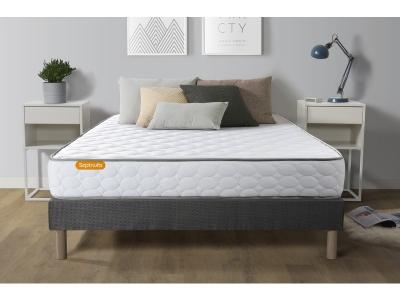 Ensemble sommier matelas 140x200 Memo M&eacute;moire de forme - Tr&egrave;s ferme - Gris 