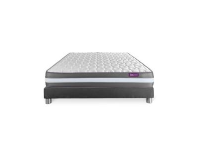 Matelas + sommier gris 140x200 Memo Plus M&eacute;moire de forme 3 zones