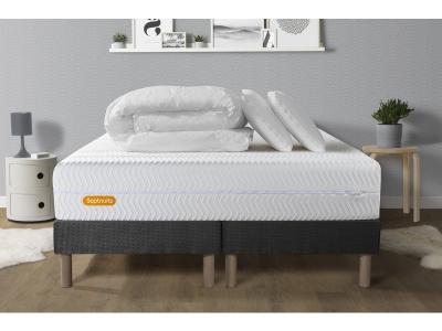 Matelas + sommier 160x200 + couette + 2 oreillers Pack Memo bio 160x200 cm