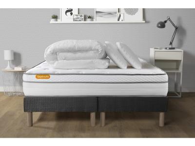 Matelas + sommier 160x200 + couette + 2 oreillers Pack Memo luxe 160x200 cm