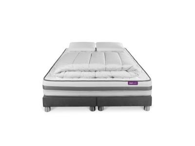 Pack matelas double sommiers gris Memo Spring Ressorts avec Couette et 2 oreillers