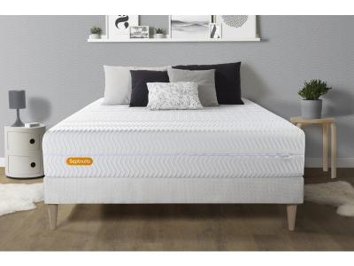 Ensemble sommier matelas 160x200 Memo bio M&eacute;moire de forme - 26 cm - Equilibr&eacute; - sommier kit blanc 