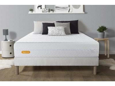 Ensemble Memo bio M&eacute;moire de forme Sommier Blanc