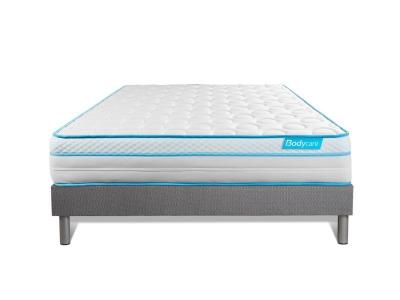 Ensemble 180x200 matelas BodyMax micro ressorts ensach&eacute;s et m&eacute;moire de forme + sommier kit gris 