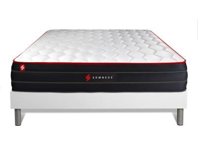Ensemble matelas BOOST ressorts ensaches et memoire de forme avec sommier kit blanc