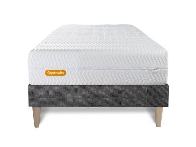 Septnuits - Ensemble matelas et sommier Memo Bio gris fonc&eacute; - 90x190 cm