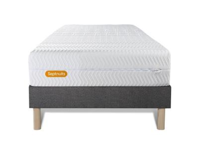 Ensemble sommier matelas 90x190 Memo bio M&eacute;moire de forme - 26 cm - Equilibr&eacute; - sommier gris 