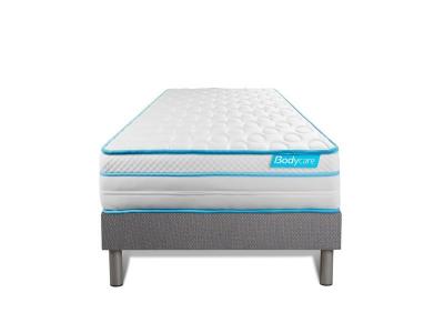 Ensemble 90x200 matelas BodyMax micro ressorts ensach&eacute;s et m&eacute;moire de forme + sommier kit gris 