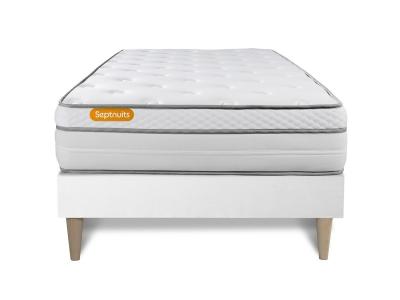 Septnuits - Ensemble matelas sommier Memo luxe 90 x 200 cm - Couleur : Blanc - Blanc