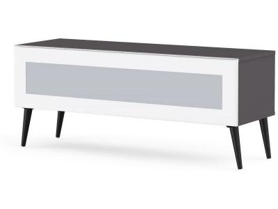 Meuble tv verre infrarouge blanc et m&eacute;lamin&eacute; gris Malmo 120 cm
