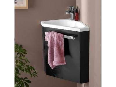 Meuble lave-mains, Skino l.34.5 x H.50.5 x P.34.5 cm, noir, Skino