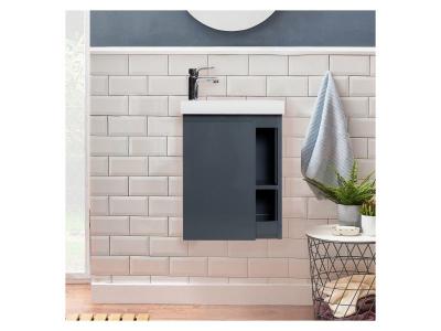 Meuble lave-mains gris vasque blanche hampton - Blanc