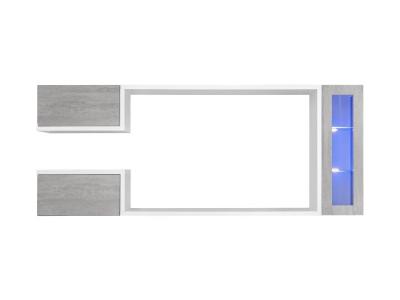 Meuble mural tv mod&egrave;le urko couleur blanc et gris cemento (2,3m)