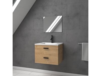 Ensemble meuble vasque + miroir finition bois h 46 x l 60 x p 45 cm