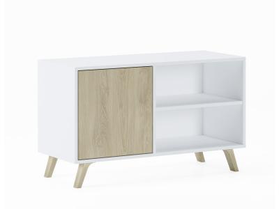 Meuble TV porte gauche Blanc et Puccini 