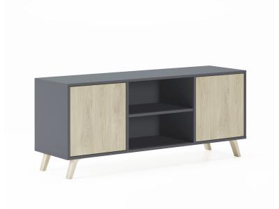 Meuble TV 140 2 portes,Gris Anthracite et Puccini 