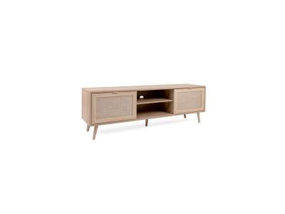 Meuble TV 2 portes L150 cm - Impression effet rotin