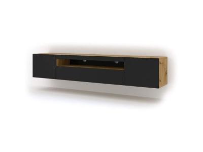 Meuble TV AURA 200 cm ch&ecirc;ne artisanal / noir mat - CH&Ecirc;NE ARTISAN / NOIR MAT