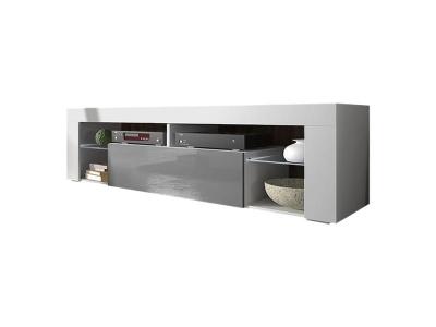 Meuble tv tablettes en verre blanc mat gris brillant