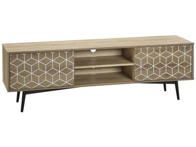 Meuble tv au style r&eacute;tro avec motif g&eacute;om&eacute;trique