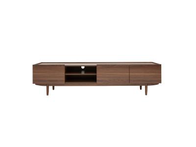Meuble TV bois fonc&eacute; noyer 3 portes L180 cm SANAA L180xP41.2xH44.3