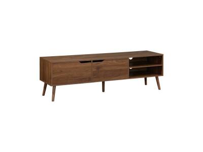 Meuble tv d&eacute;cor bois de noyer. 2 portes. 1 &eacute;tag&egrave;re. 160cm