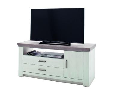 Meuble tv en pin blanc et ch&ecirc;ne Neslon - L.180 x H.66 x P.56 cm Pegane