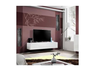 Meuble tv fly design, coloris blanc brillant. Meuble suspendu moderne et tendance pour votre salon.