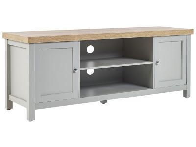 Beliani - Meuble tv avec Etag&egrave;res Mobilier pour Salon 140 cm Gris et Bois Clair Hamp - Gris