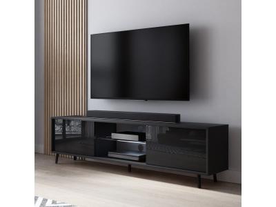 Selsey Meuble tv - LEFYR - 140 cm - noir mat / noir brillant - &eacute;clairage LED