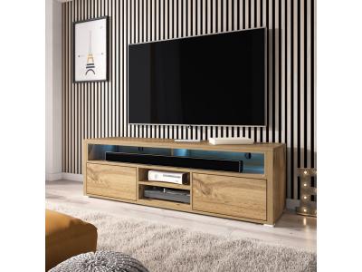 Selsey Mario - Meuble TV/Banc TV (140 cm) (Effet ch&ecirc;ne wotan avec LED)