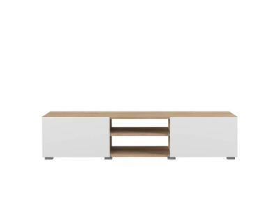 Meuble tv lime 2 portes - d&eacute;cor chene et blanc - 140 cm