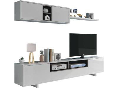 Meuble tv ""belus sejour"" - 46x 200x 41cm- blanc brillant FOTVZ6682BO