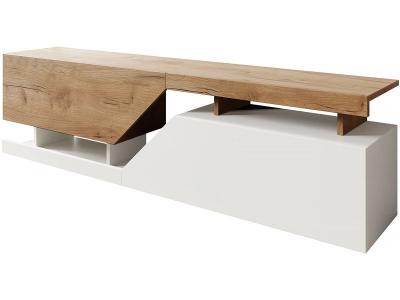 Meuble TV ""Ceelias"" - 160 x 46 x 35 cm - Blanc/Marron