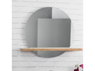 Wanda collection Miroir Bologne de Salle de Bain Rond en Teck Massif