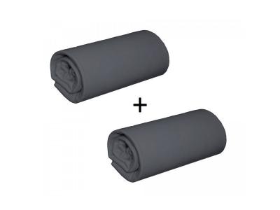Pack 2 draps housses jersey anthracite bonnet 30 cm 140x190/200